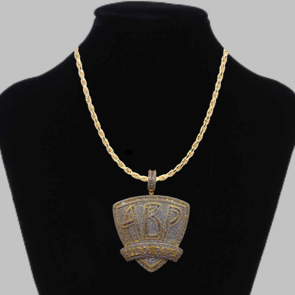 ABP All About Paper Iced Out Letter Diamond Pendant Necklace