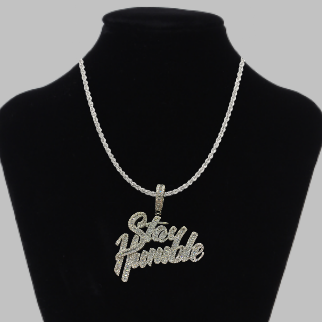 Stay Humble Iced Out Letter Diamond Pendant Necklace