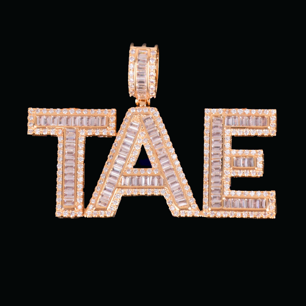 Custom Real Gold Plated Baguette Name Chain Necklace