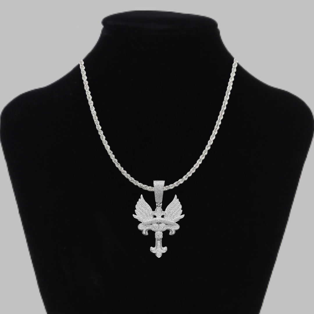 Cross Angel Wings Edition Iced Out Pendant
