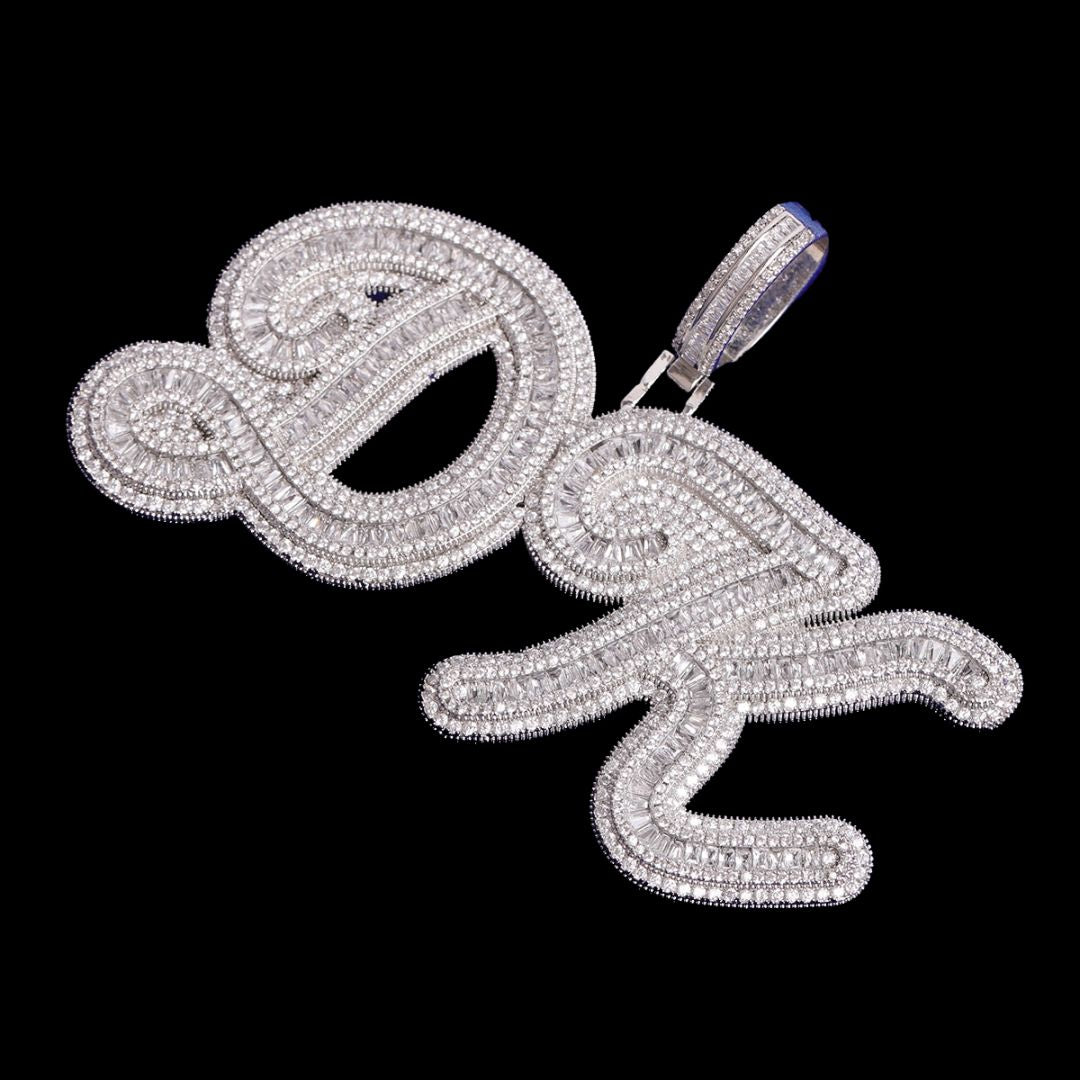 Luxury Design Font Baguette Filled Iced Out Custom Pendant