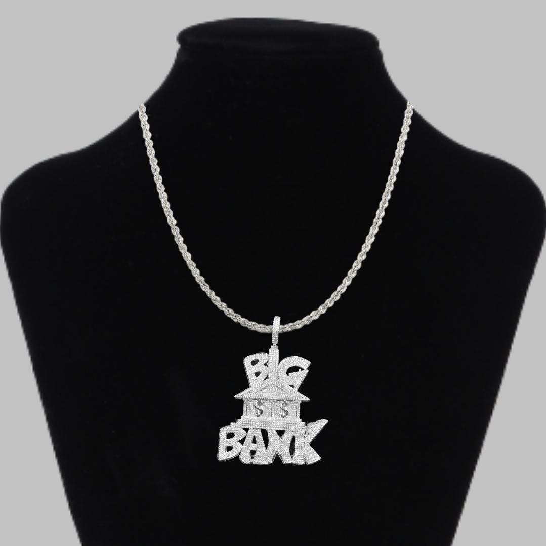 Big Bank with Dollar Signs Luxury Letter Iced Out Pendant