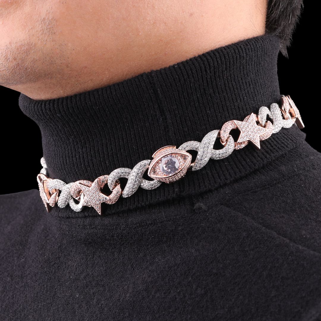20MM Star Infinity Linked Diamond Eye Iced Out Necklace Chain