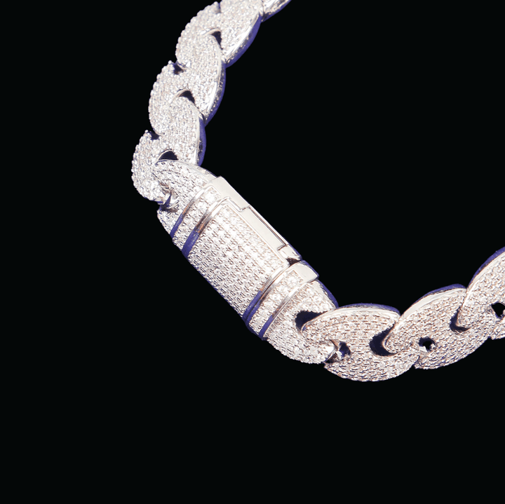12MM Men's Iced Out Solid Back Bracelet - Icey Pyramid