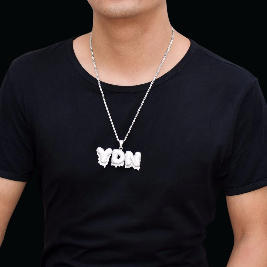 Custom Name Drippy Letter Chain Pendant