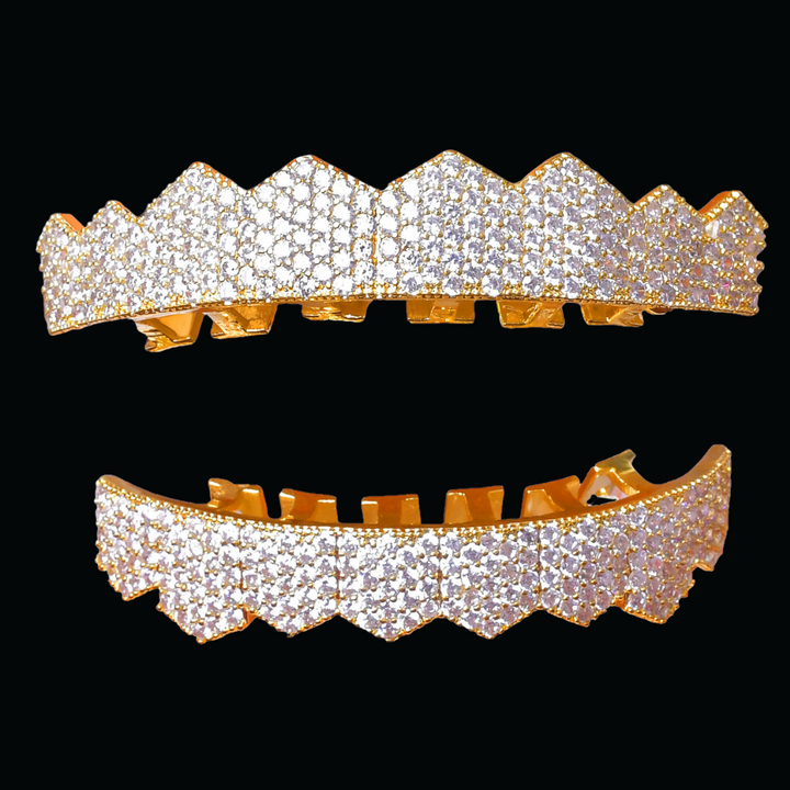 8 Teeth Fang Mouth Iced Out Diamond Grillz