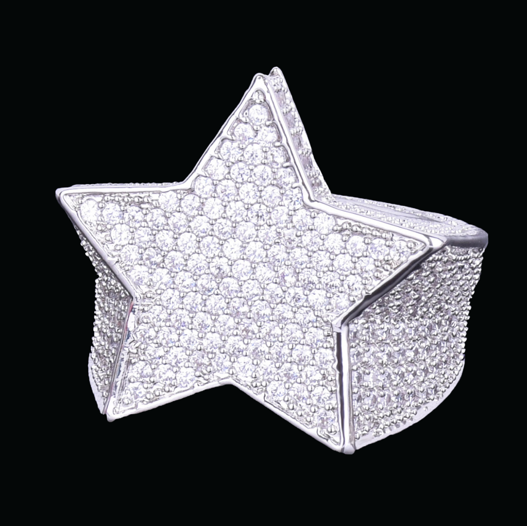 Star Iced Out Diamond Ring