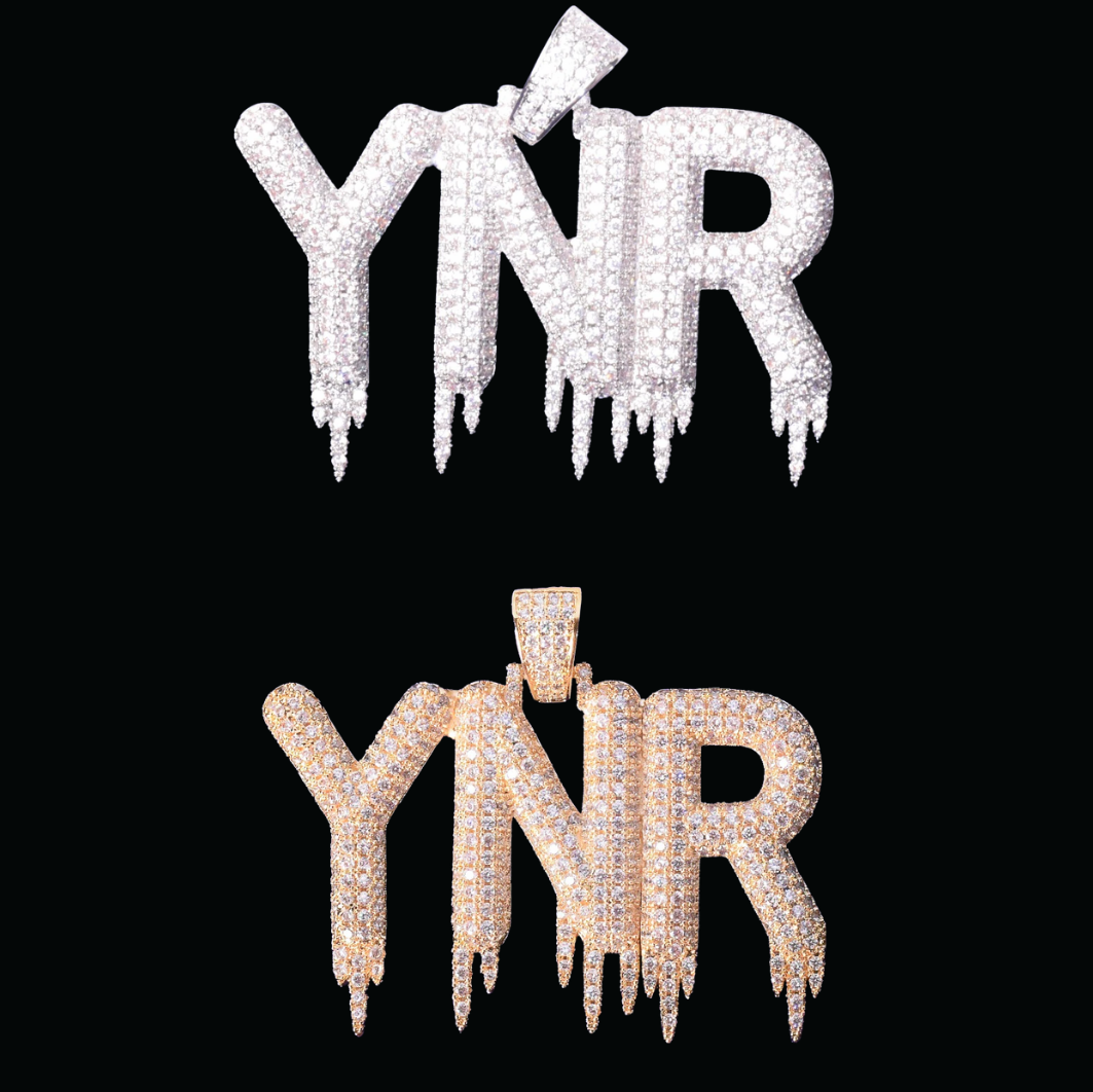 Iced Out Custom Name Dripping Baguette Design Personalized Pendant