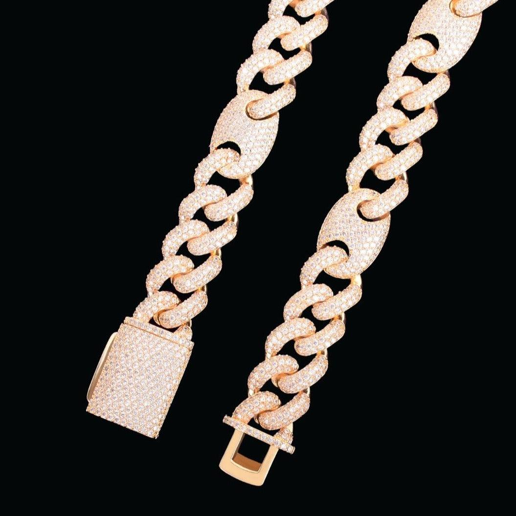 12mm Gold Plated Miami Cuban Link Chain - Icey Pyramid