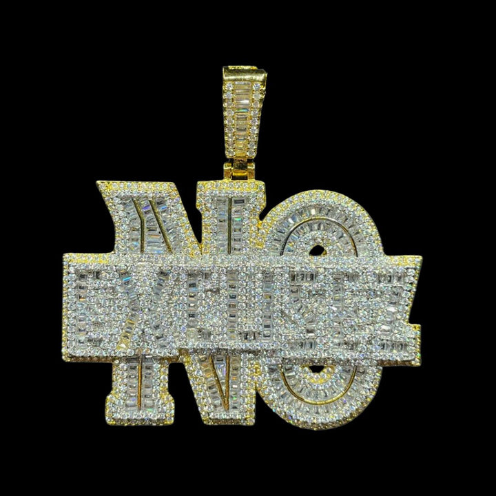 No Excusez Iced Out Letter Diamond Pendant Necklace