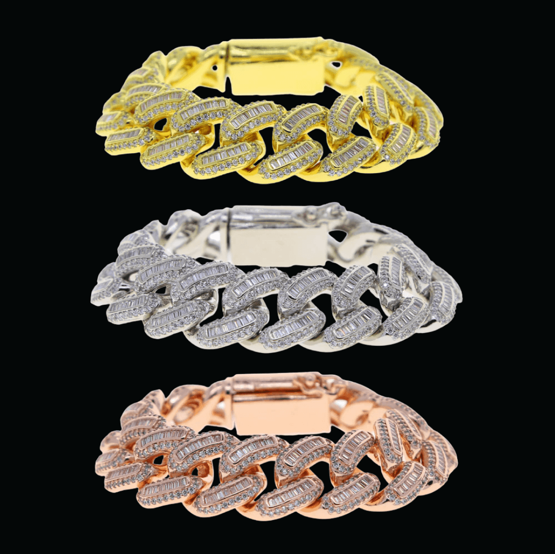 18MM Baguette VVS CZ Heavy Box Clasp Cuban Link Chain Bracelet - Icey Pyramid