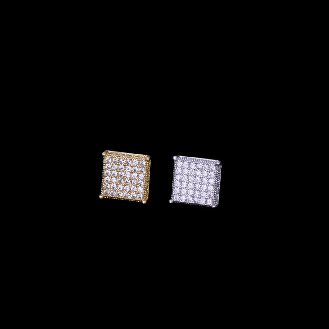 12MM Micro Paved Push Back Iced Out Stud Earrings