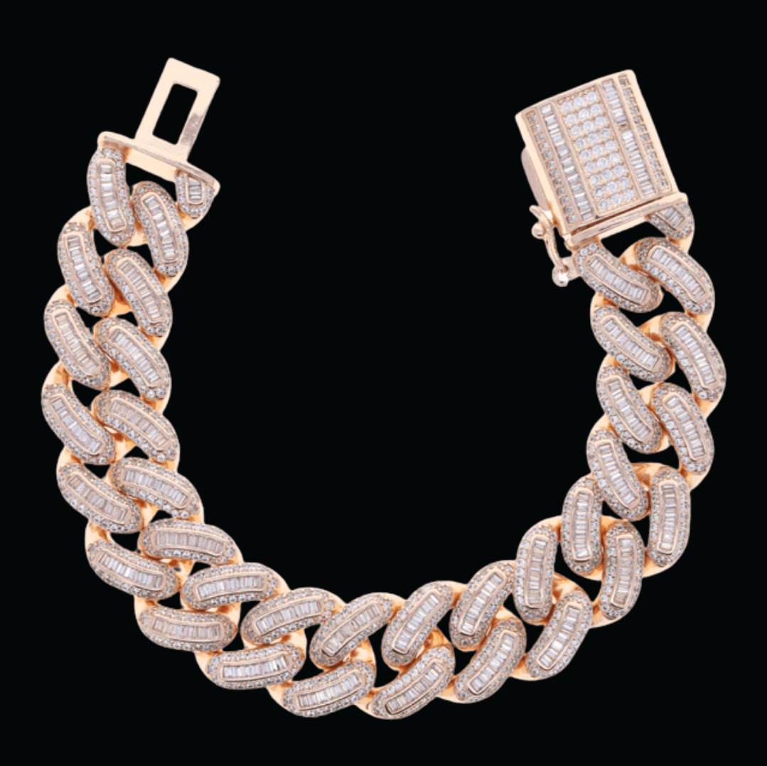 18MM Baguette VVS CZ Heavy Box Clasp Cuban Link Chain Bracelet - Icey Pyramid