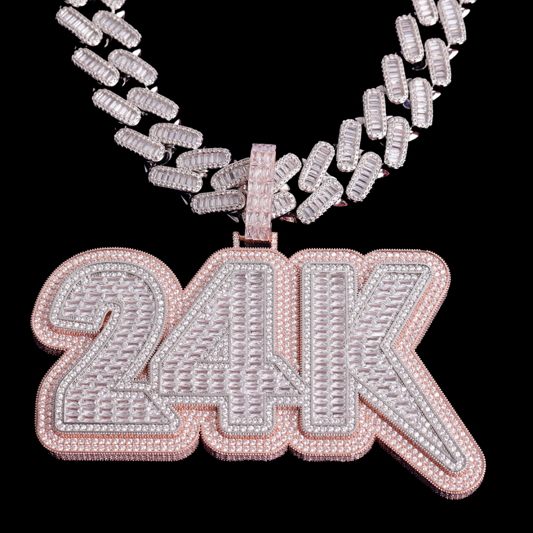 Lux Design Customized Name Two Layers Iced Out Number Pendant