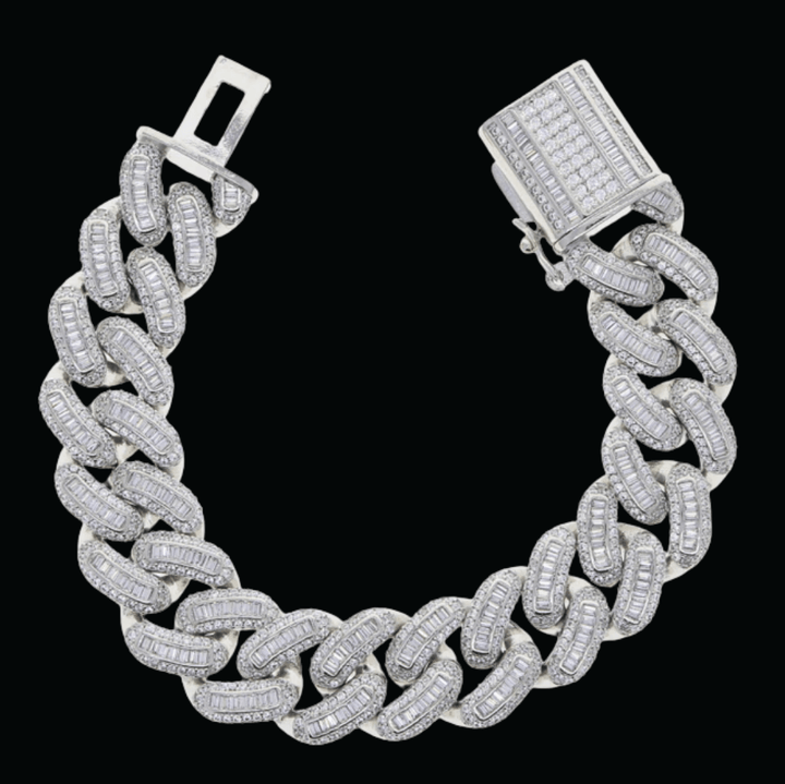 18MM Baguette VVS CZ Heavy Box Clasp Cuban Link Chain Bracelet - Icey Pyramid