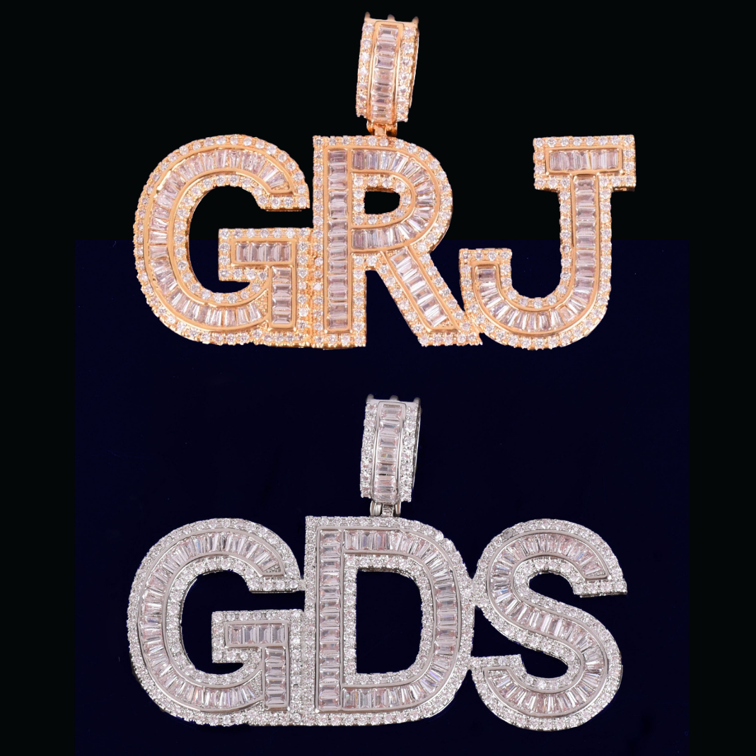 Custom Real Gold Plated Baguette Name Chain Necklace
