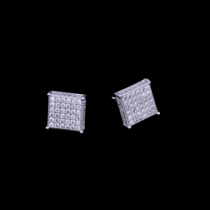 12MM Micro Paved Push Back Iced Out Diamond Stud Earrings