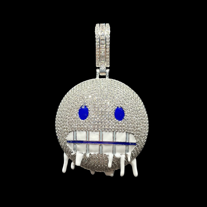 Iceman Blue Eyed Drippy Mouth Iced Out Diamond Pendant Necklace