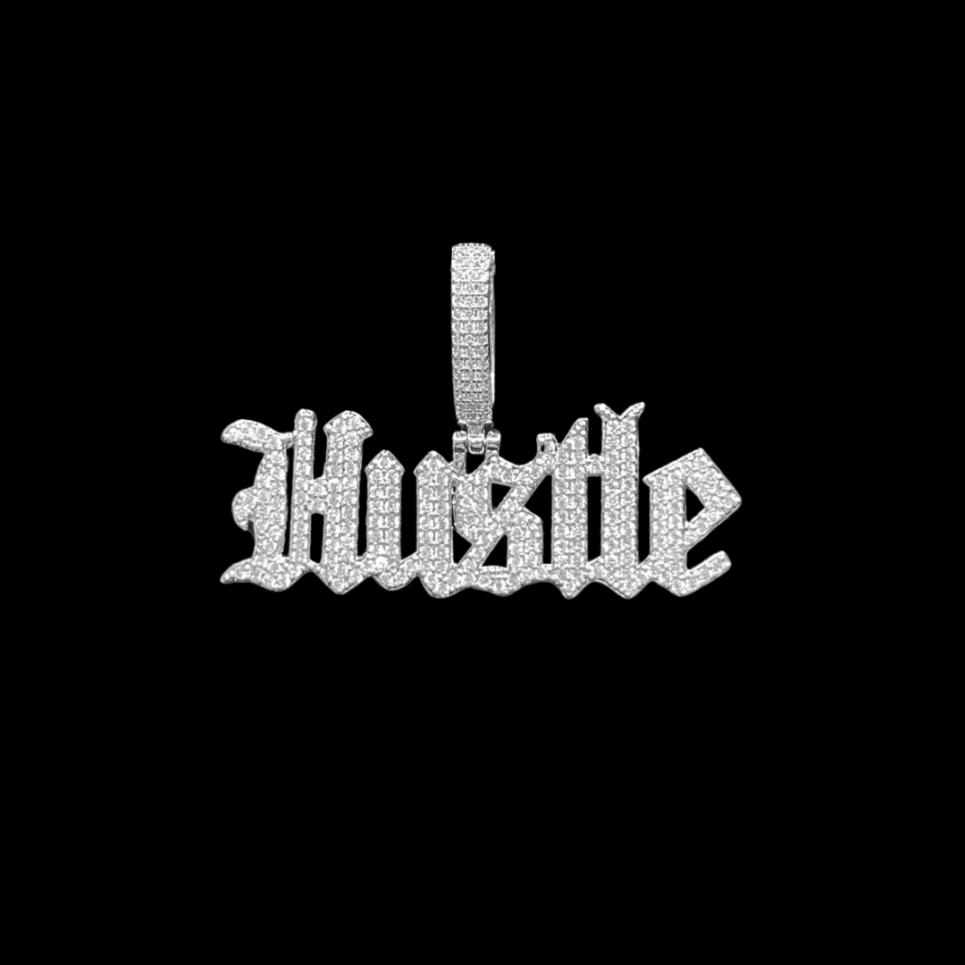 Bling Hustle Letters Iced Out Hip Hop Pendant