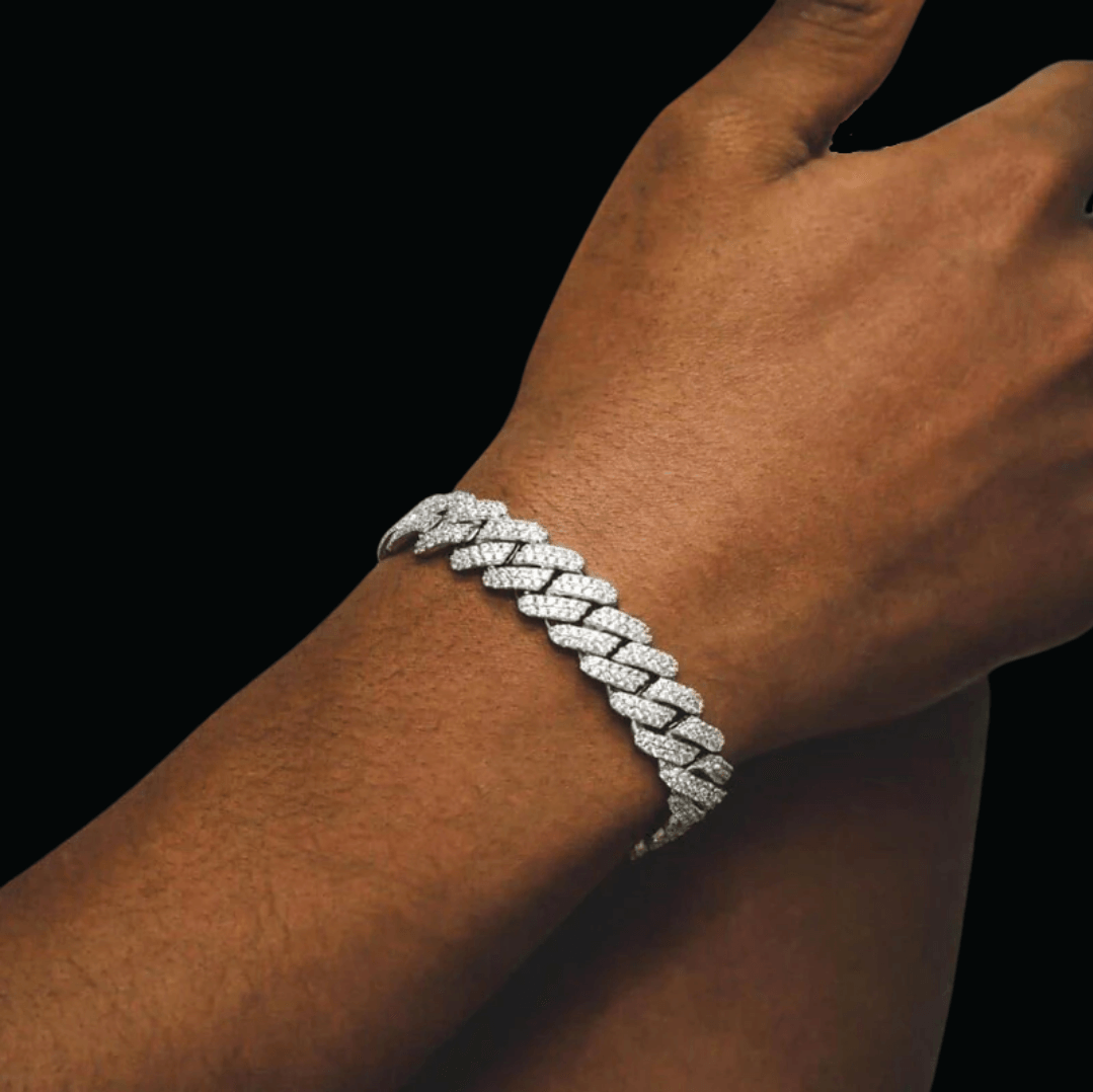 12MM Iced Out Wide Miami Cuban Link Chain Bracelet - Icey Pyramid