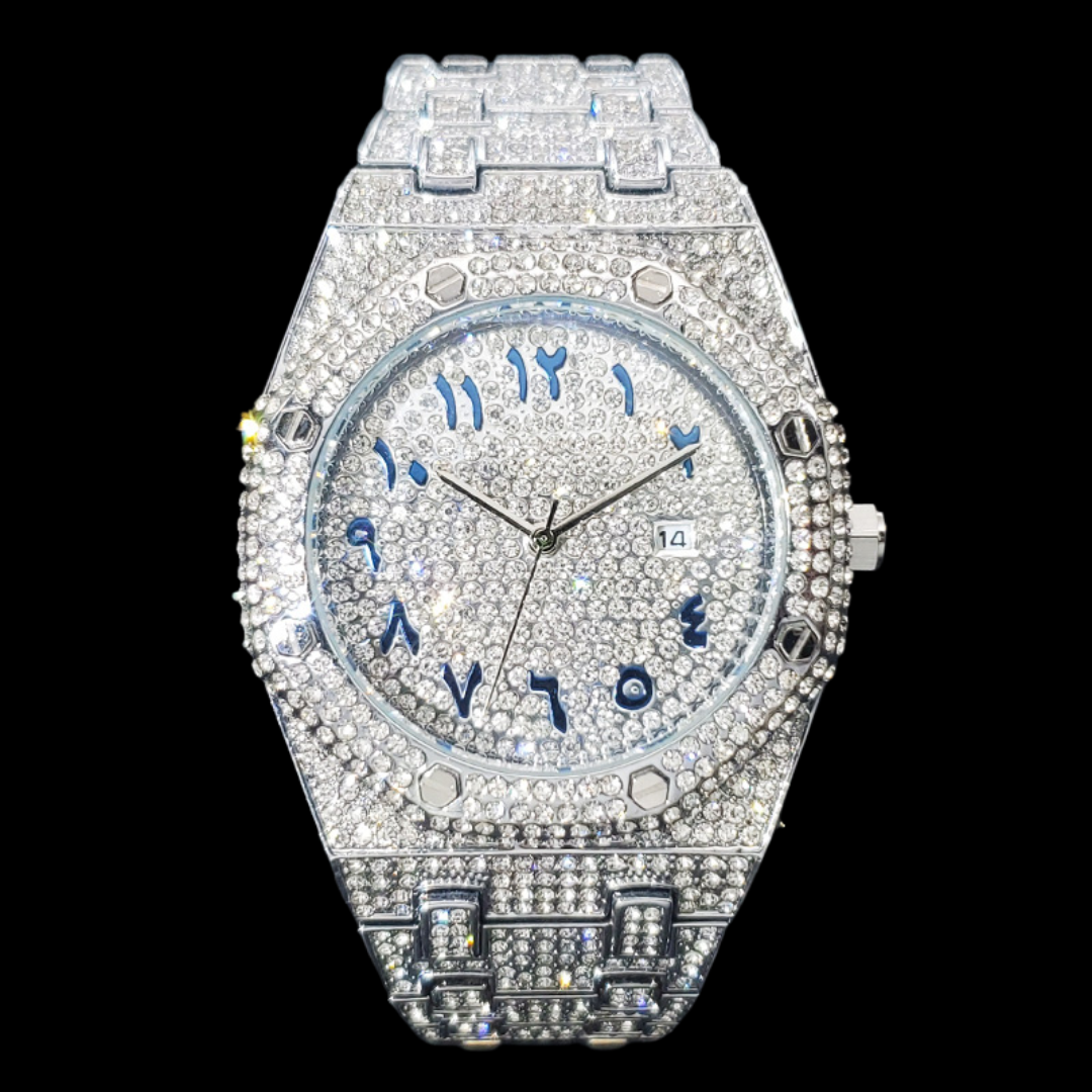 Bust Down Date Arabic Numerals VVS Iced Out Diamond Watch