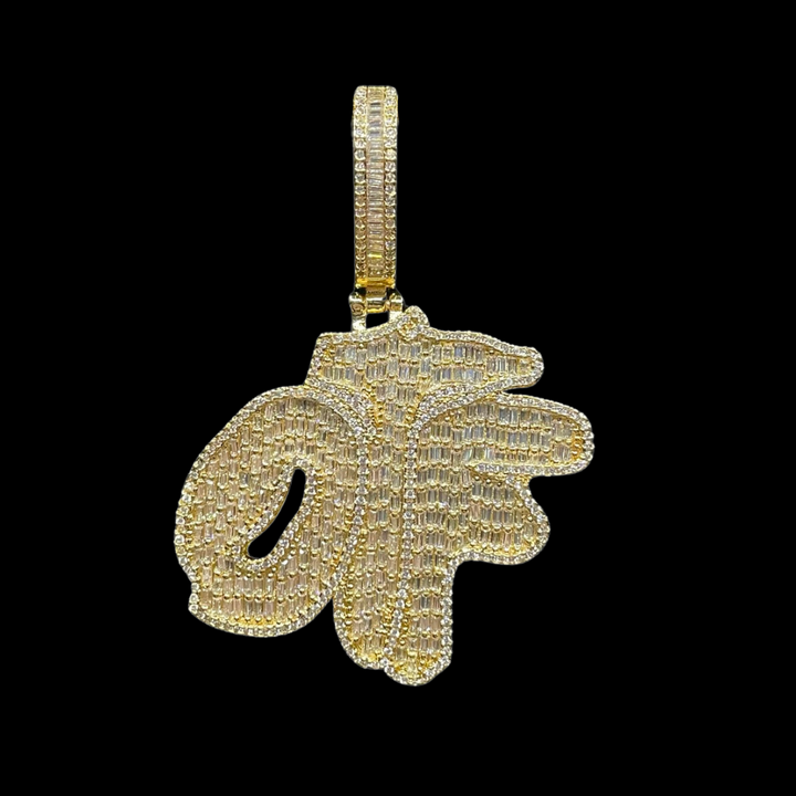 OTF Only The Family Iced Out Letter Diamond Pendant Necklace