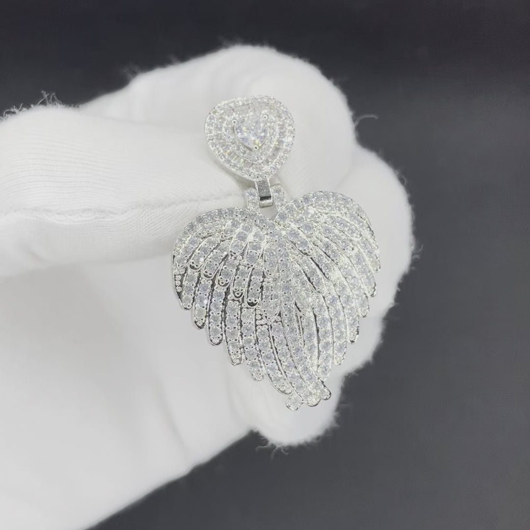 Angel Wings Heart Tennis Edition Iced Out Pendant