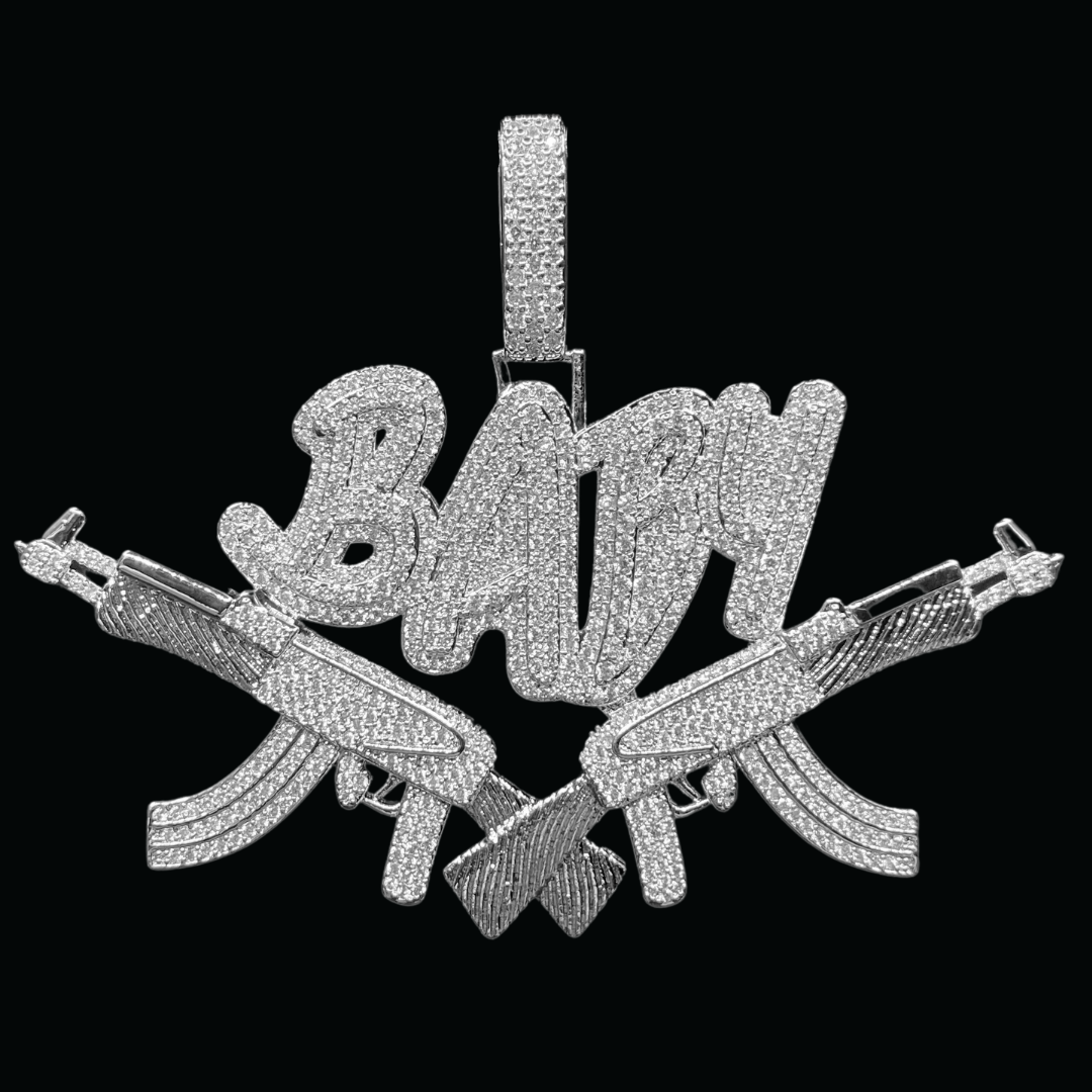 Baby with Double AK Iced Out Letter Diamond Pendant