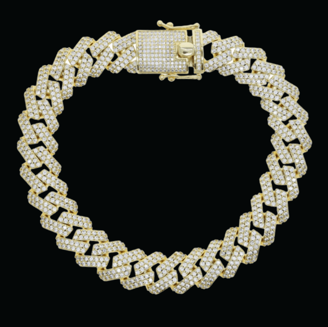 12MM Iced Out Wide Miami Cuban Link Chain Bracelet - Icey Pyramid