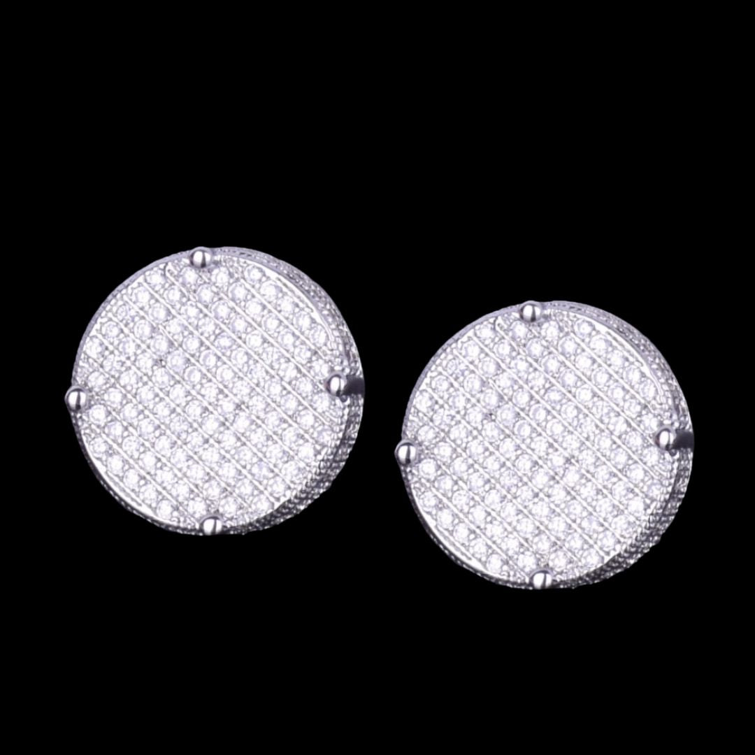 14MM Round Screw Back Iced Out Stud Earrings