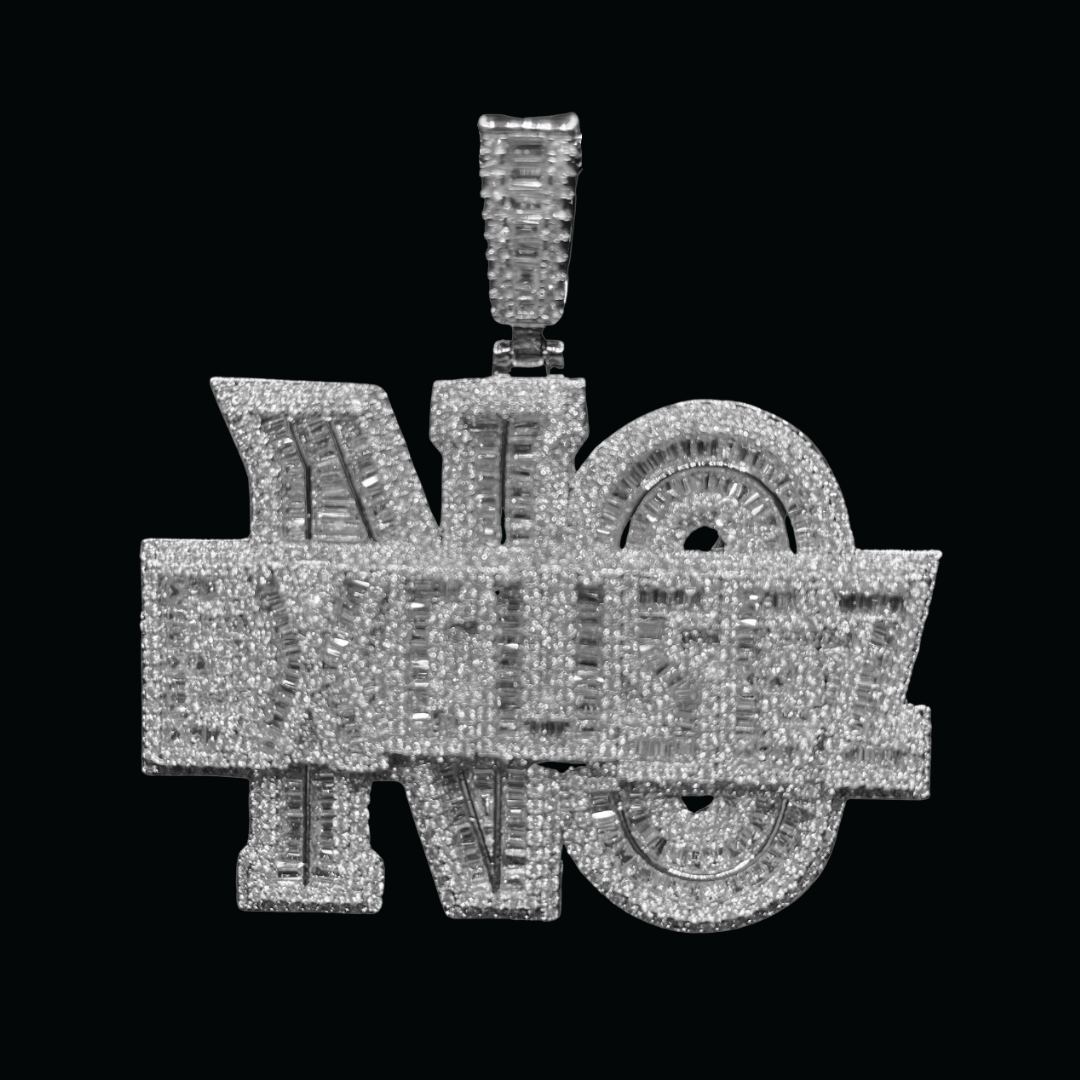 No Excusez Iced Out Letter Diamond Pendant Necklace