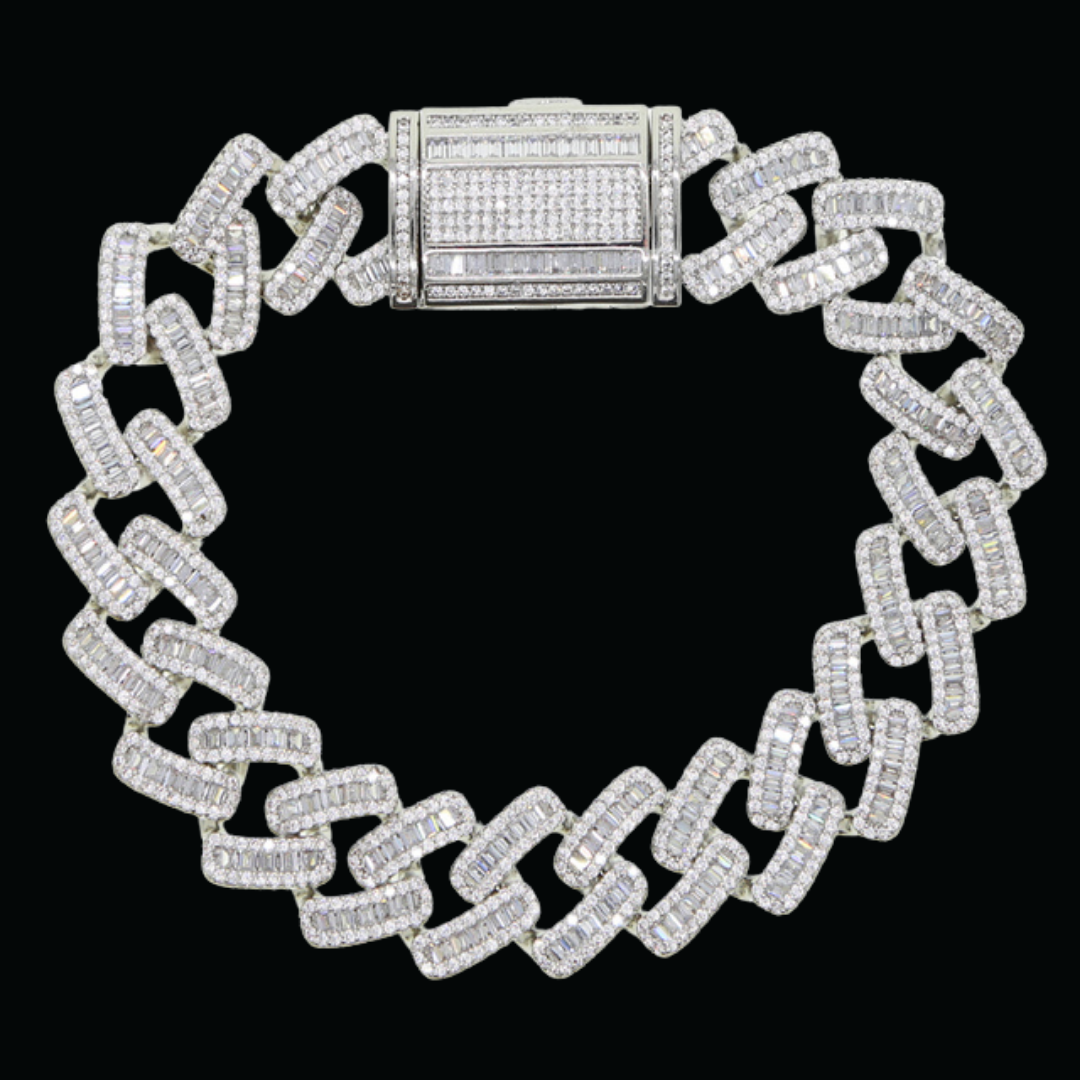 15MM Miami Box Clasp Cuban Link Iced Out Diamond Bracelet
