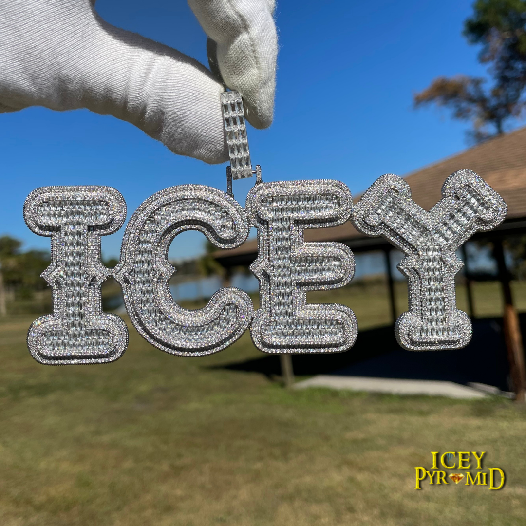 Baguette Cursive Two Layers Customized Iced Out Chain