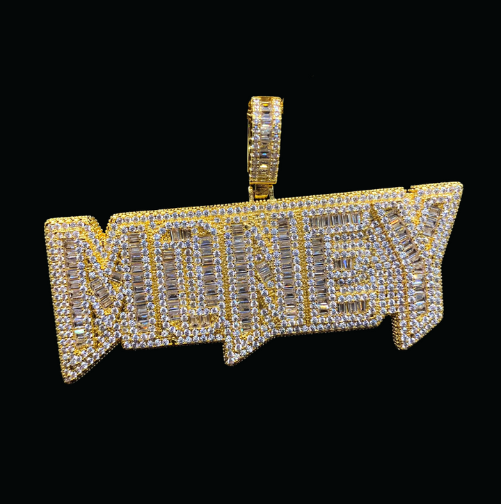 Money Iced Out Letter Diamond Pendant Necklace