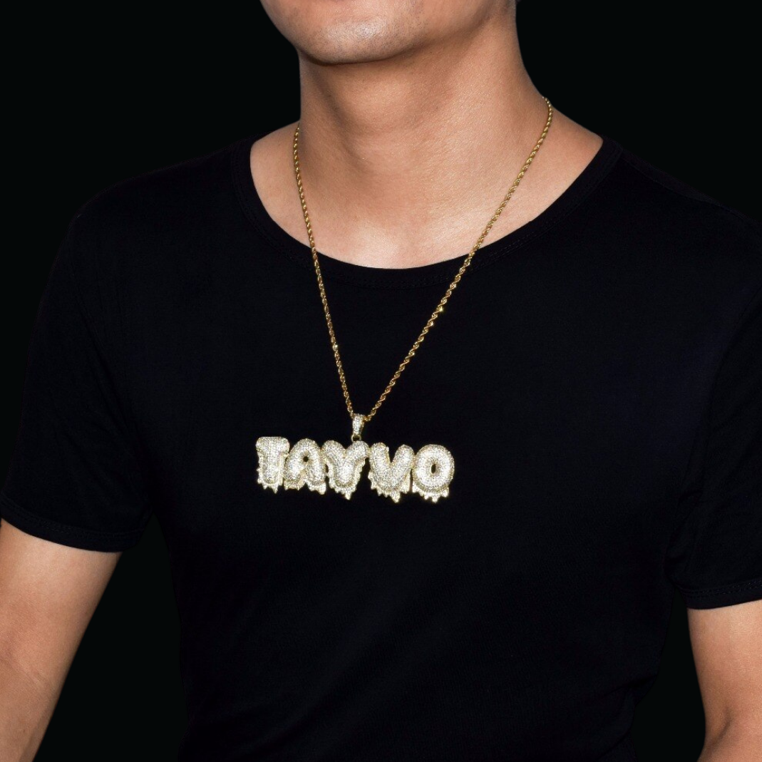Custom Name Drippy Letter Chain Pendant