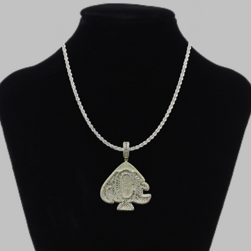 Ace of Spades Iced Out Diamond Pendant Necklace