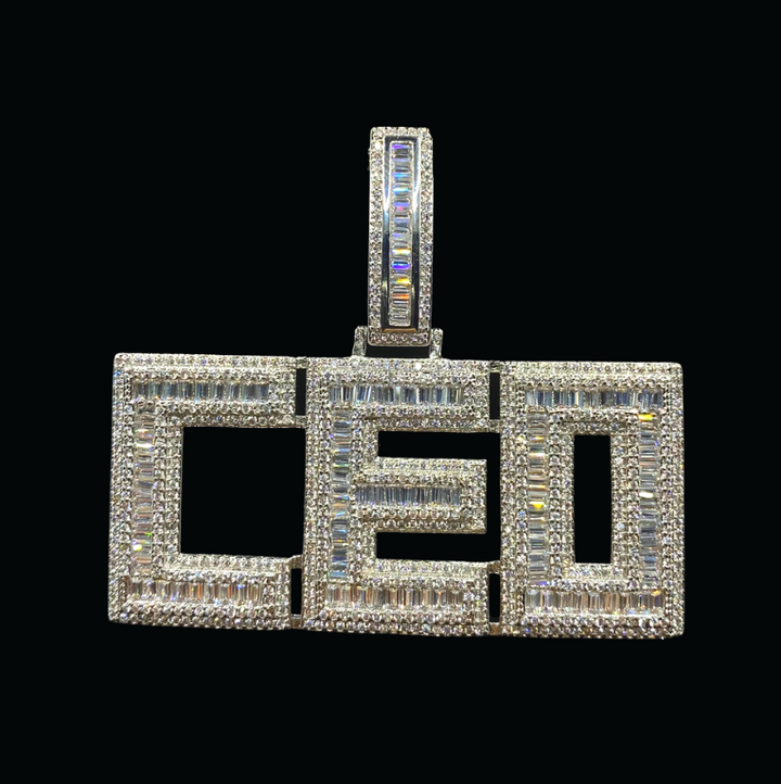 CEO Iced Out Letter Diamond Pendant Necklace