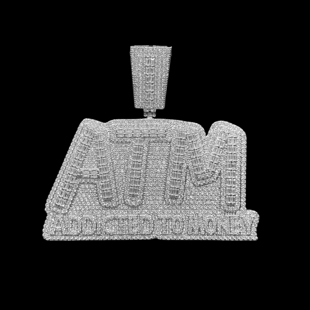 ATM Addicted To Money Iced Out Letter Diamond Pendant