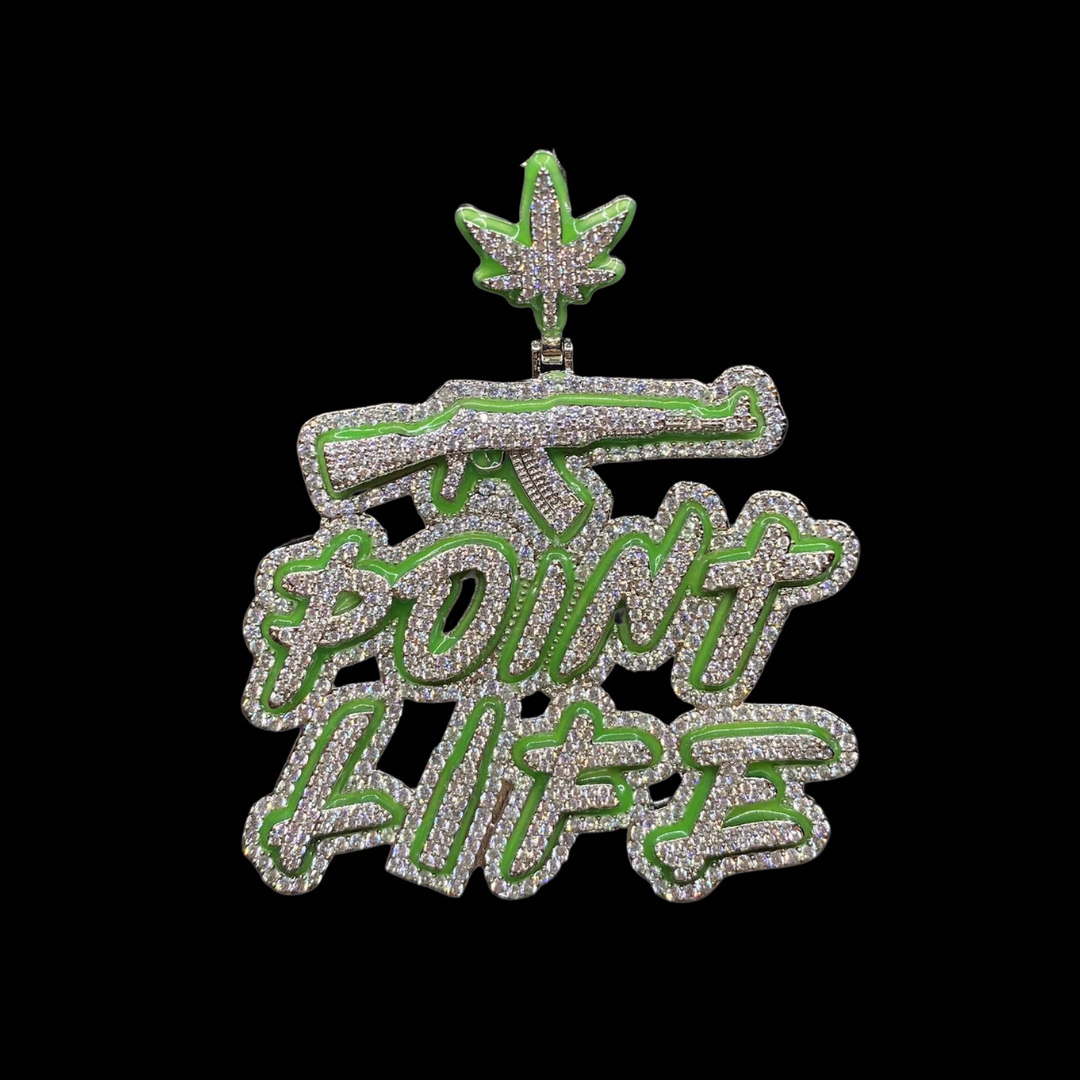 Point Life Glow In The Dark Iced Out Letter Diamond Pendant Necklace
