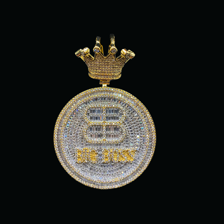 Big Boss with Crown Round Letter Iced Out Pendant