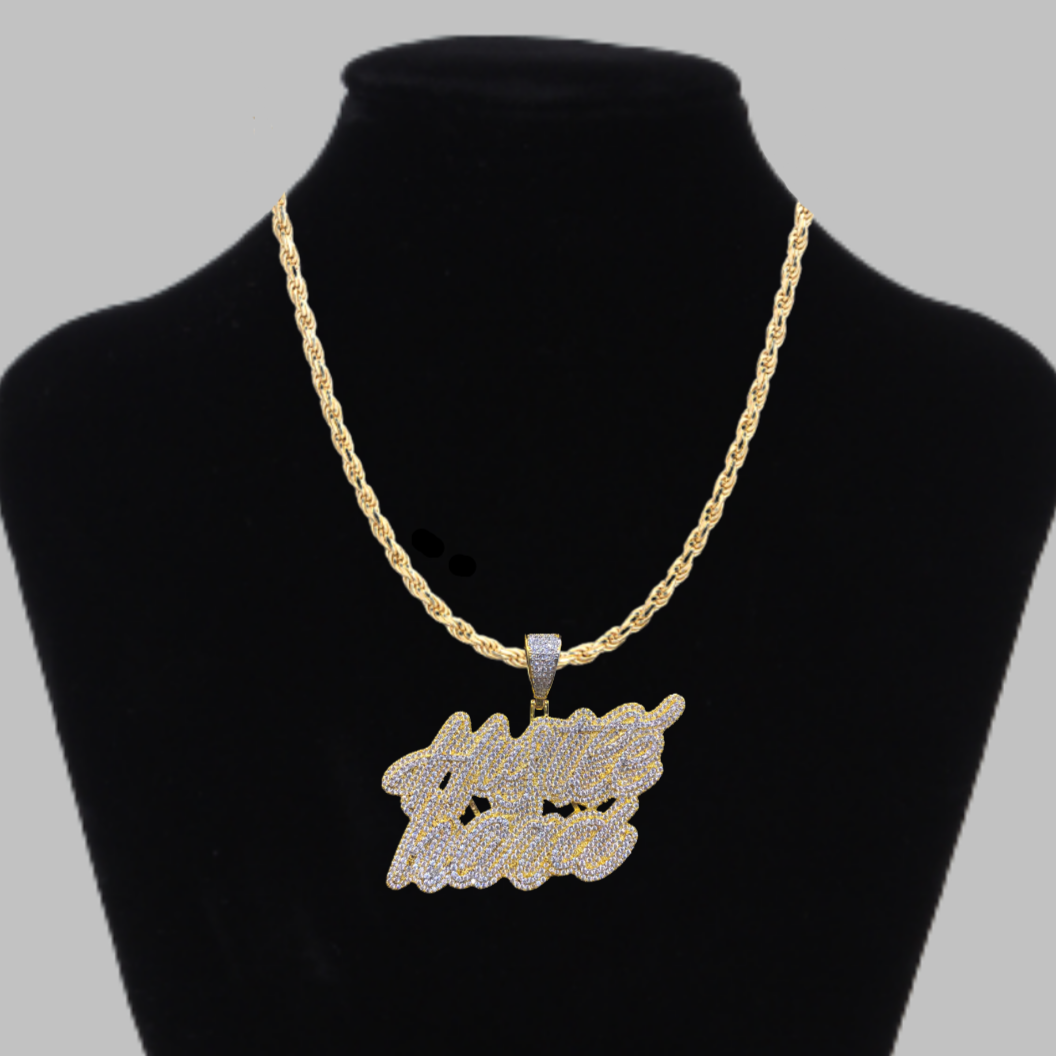 Hustle Hard Luxury Font Design Letter Iced Out Pendant