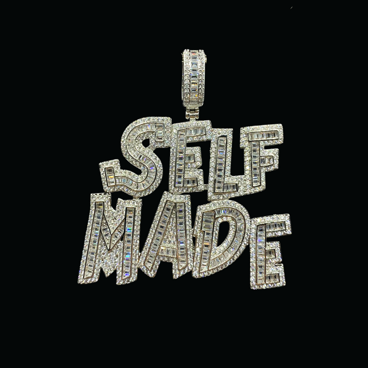 Self Made Iced Out Letter Diamond Pendant Necklace