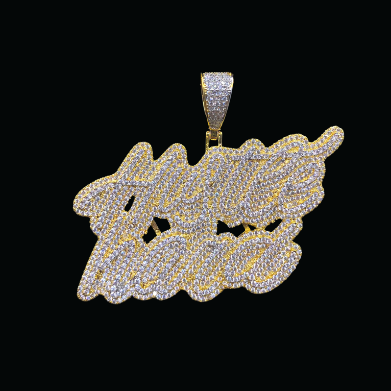 Hustle Hard Iced Out Letter Diamond Pendant Necklace