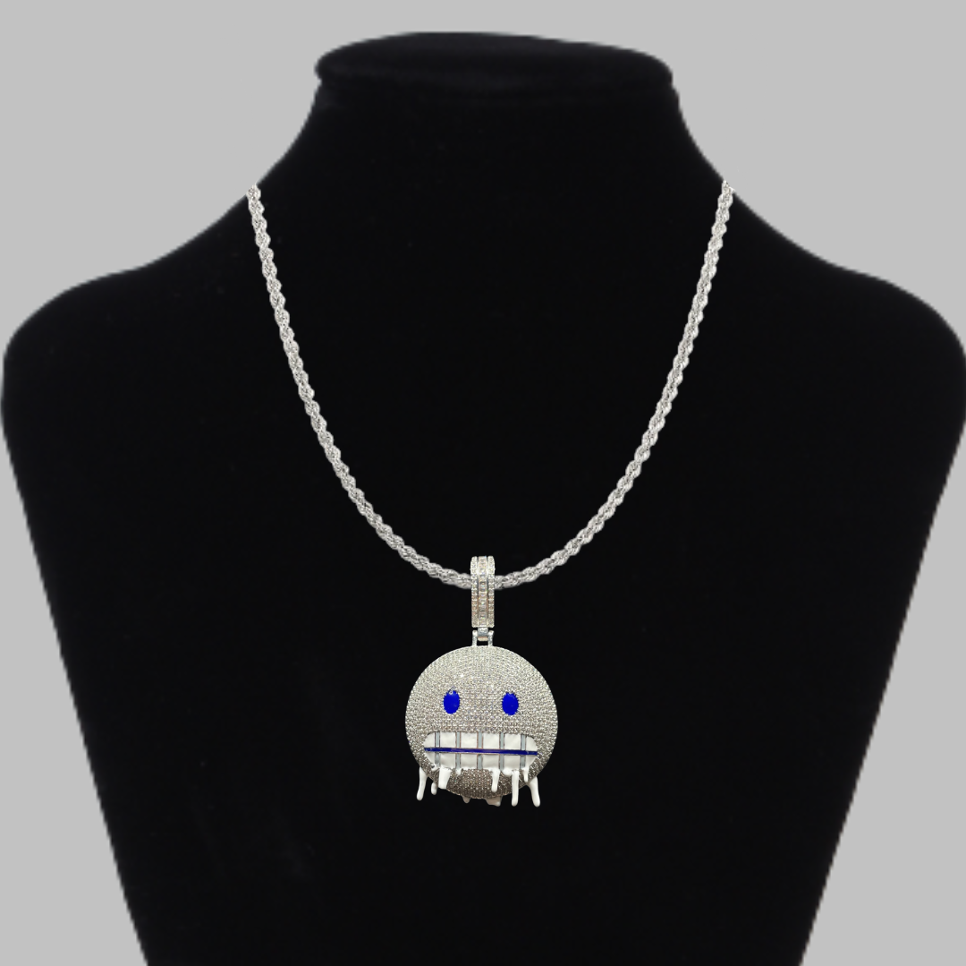 Blue Eyed Drippy Mouth Iceman Iced Out Pendant Jewelry