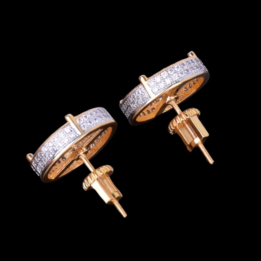 14MM Larger Round Full Shine Screw Back Unisex Iced Out Stud Earrings