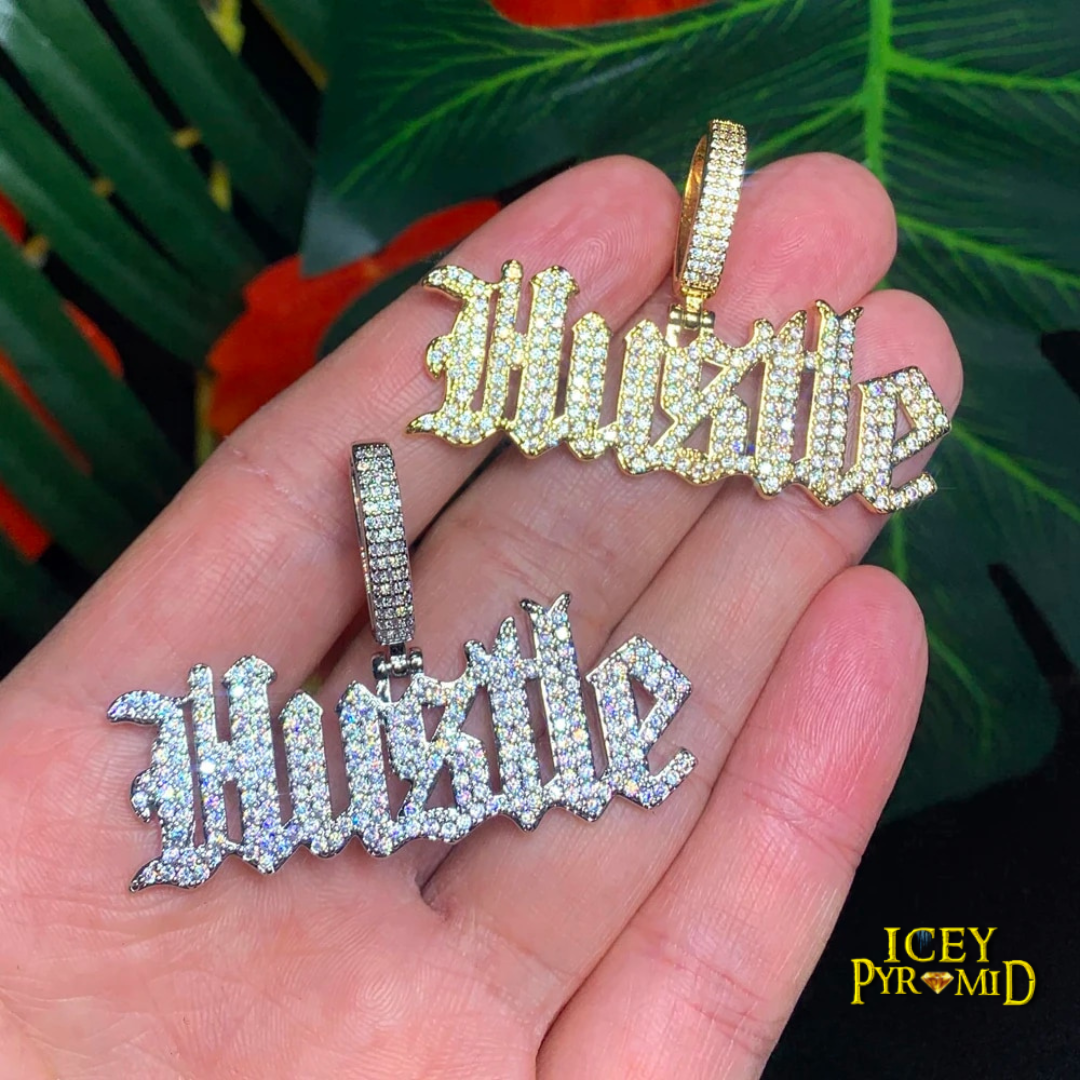 Hustle Iced Out Letter Diamond Pendant