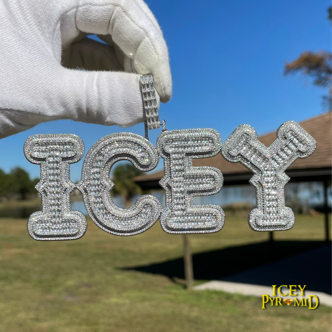 Cursive Iced Out Personalized Custom Name Necklace Pendant