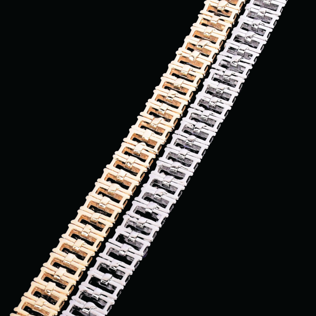 9MM Baguette Link Iced Out Diamond Necklace Chain