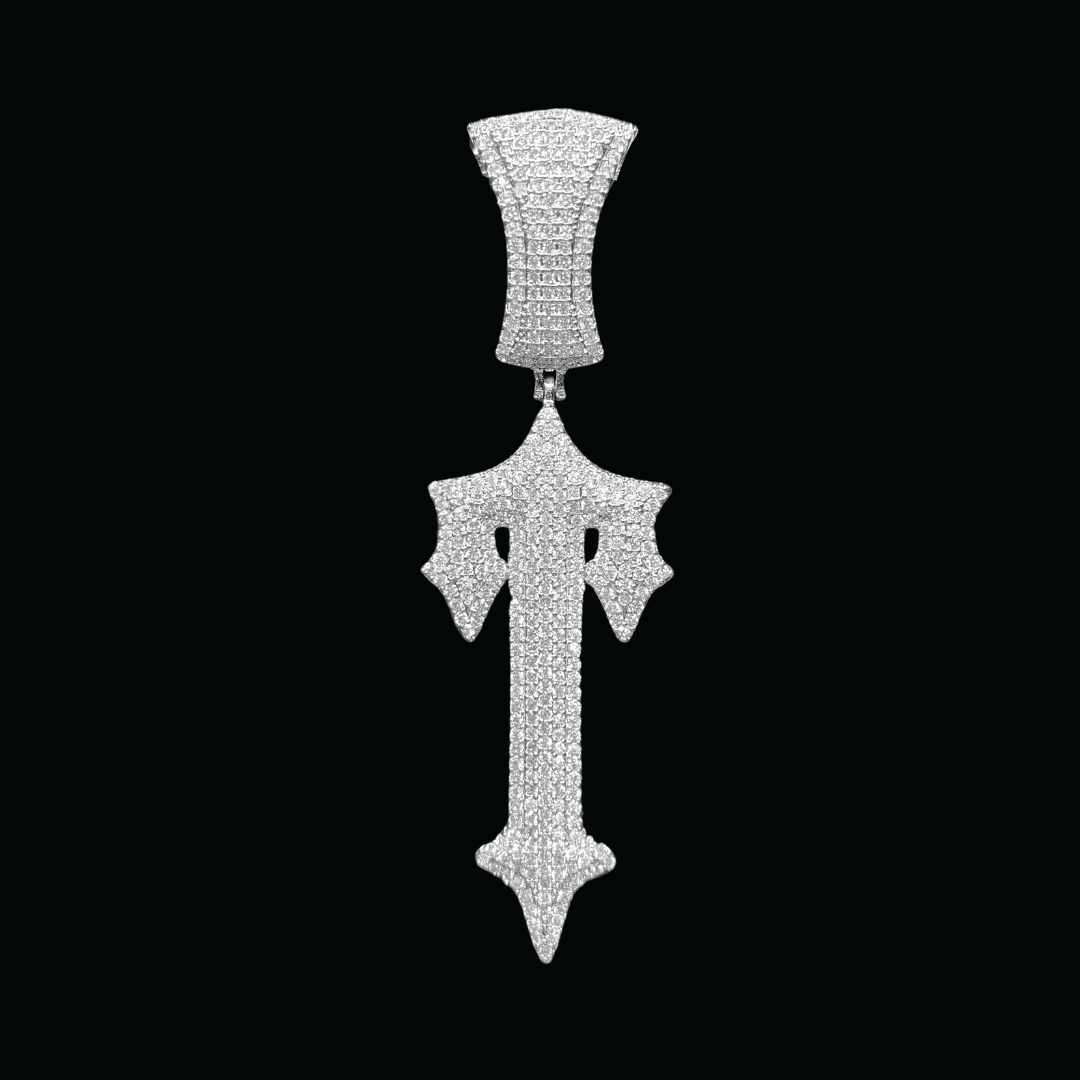 Cross Sword Drippy Style Bling Iced Out Pendant