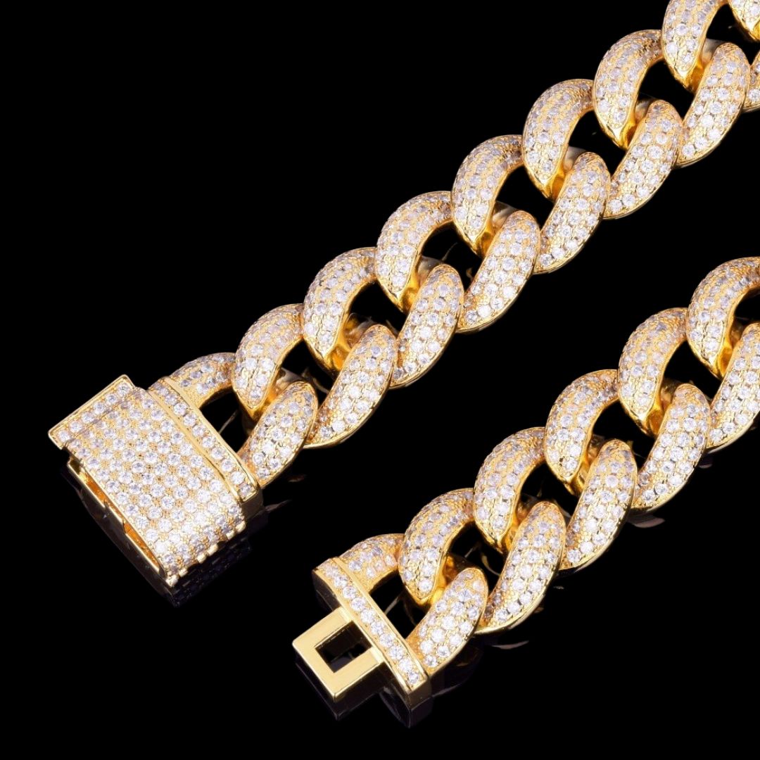 20MM Prong Baguette Iced Out Diamond Necklace Bracelet Set